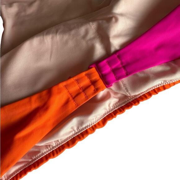 Victoria's Secret Pink Orange Color block Halter Hipster bikini set Size LARGE - Picture 6 of 13